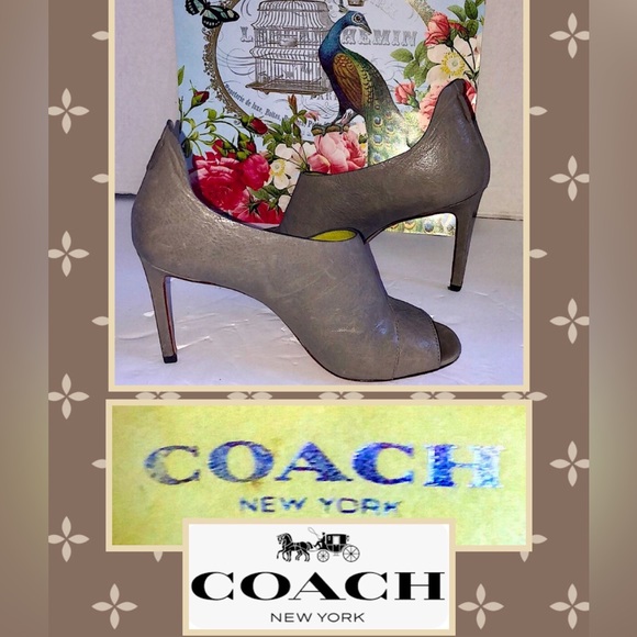 Coach Shoes - Coach designer heels Manhattan beige taupe color leather rare sz6.5